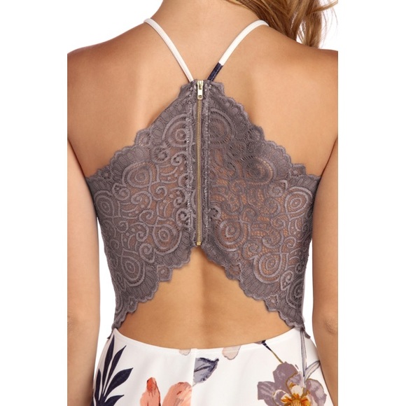 Windsor Ivory Floral Zest Lace Back Romper - Picture 3 of 3